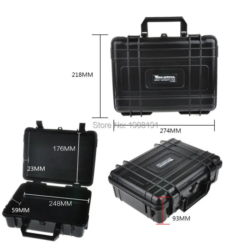 Waterproof Hard Case with foam for Camera Video Equipment Carrying Case