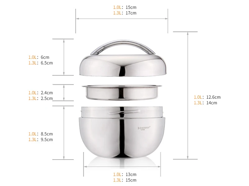 Double layer 304 Stainless Steel Thermal Insulation Lunchbox Portable Handle Student Kids Sushi Food Container Bento Lunch Box 12