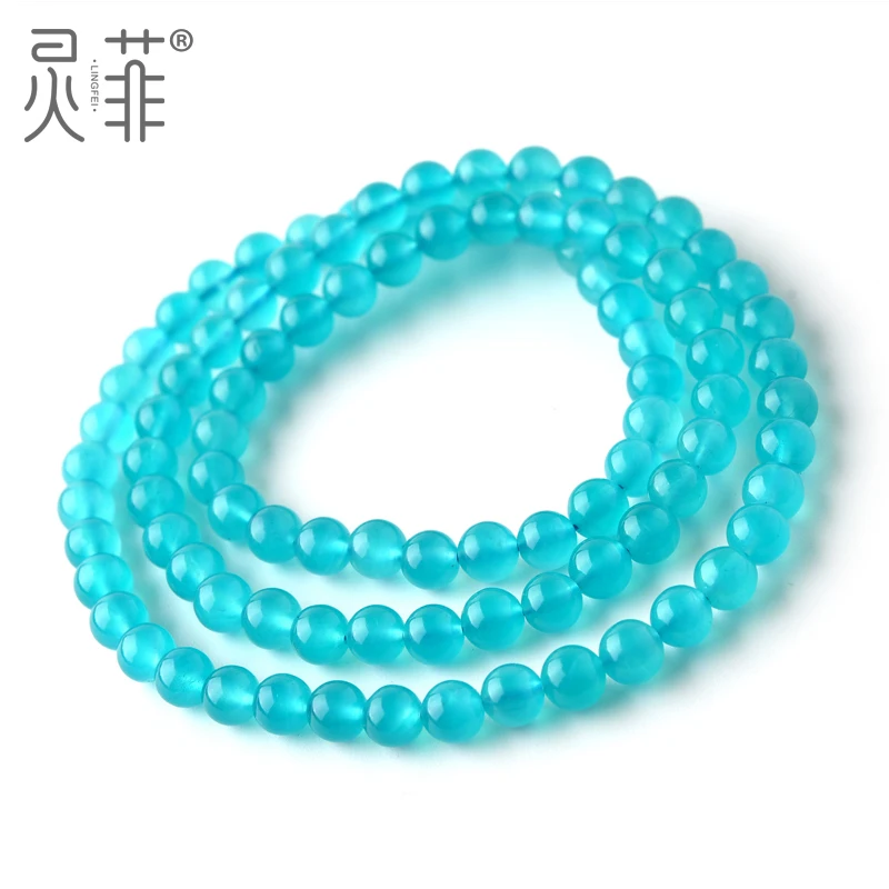 

ice species Tianhe stone multi-ring bracelet 5-6mm high ice high blue three circle blue green crystal bracelet female