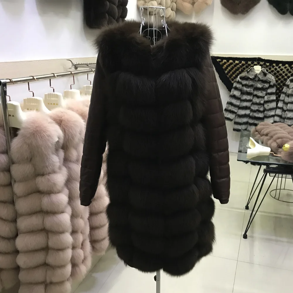 Новая натуральная Шуба из натурального Лисьего меха, Женская качественная куртка натуральный мех лисы, зимняя женская длинная куртка из натурального меха