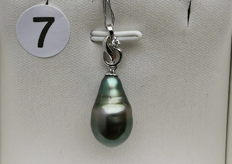 YS 925 пробы серебро 10-11 мм Настоящее натуральное Tahitian жемчуг кулон ожерелье ювелирные изделия - Цвет камня: No. 7