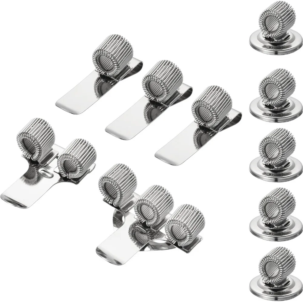 

10 Pieces Stainless Steel Pen Holder with Adjustable Spring Loop Fits Almost All Pens Size (Strong Adhesive, Clip and Magnetic )