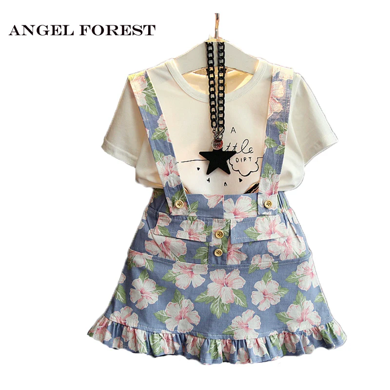 

LOVE DD&MM Girls Sets 2019 Summer New Fashion Girls Clothing Sets Kids Clothes Watermelon T- shirts + Strap Floral Skirt Suits