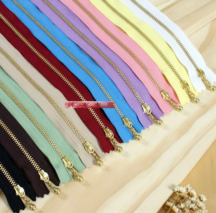 

10pcs free shipping YKK 3 # gold chain drop zipper 30CM 10 color
