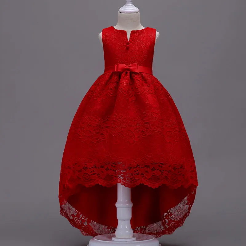 Платье для девочек; платья подружки невесты для детей; платье для свадебной вечеринки; детское платье с цветочным узором для девочек; элегантные вечерние торжественные платья принцессы со шлейфом - Цвет: Red