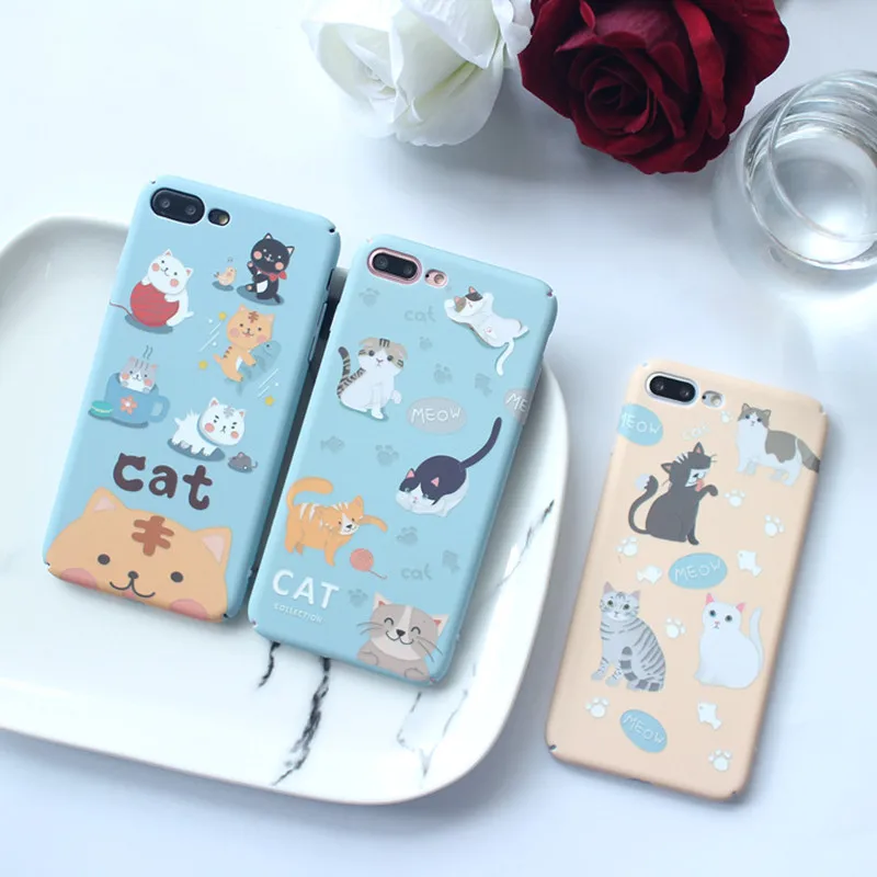 Kawaii Cat Чехол для телефона iphone 6 6s плюс Чехлы милый мультфильм много кошек Жесткий X