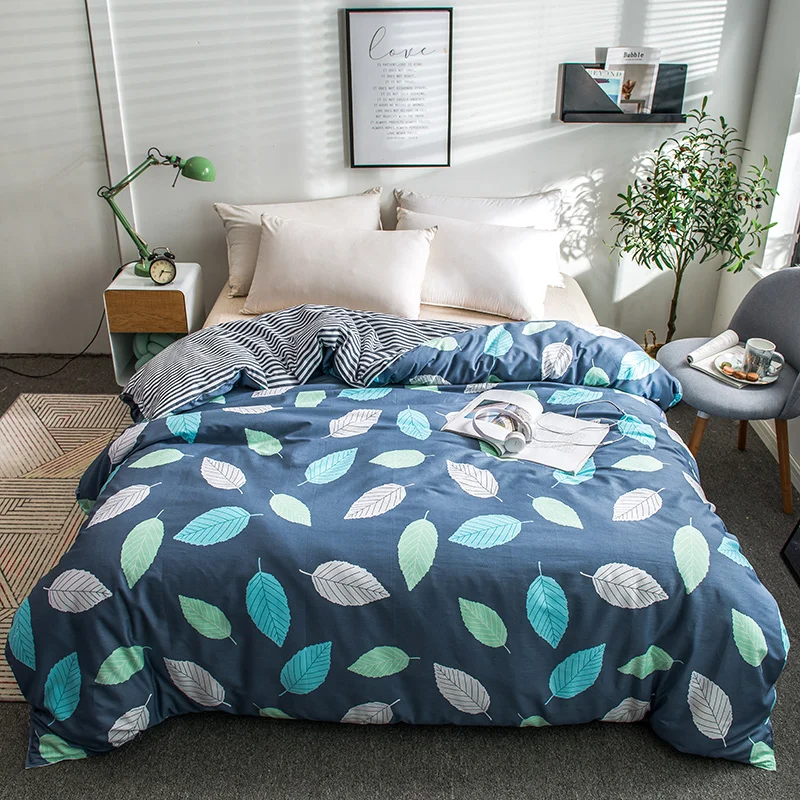 Green Leaves Pattern FUll Queen King Size Soft Duvet Cover ...
