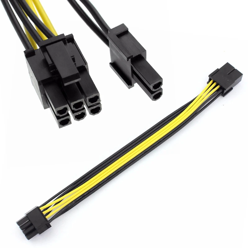 8P to 2 Port Dual 6+2Pin GPU Graphics Card Power Supply Cable Cord 20cm