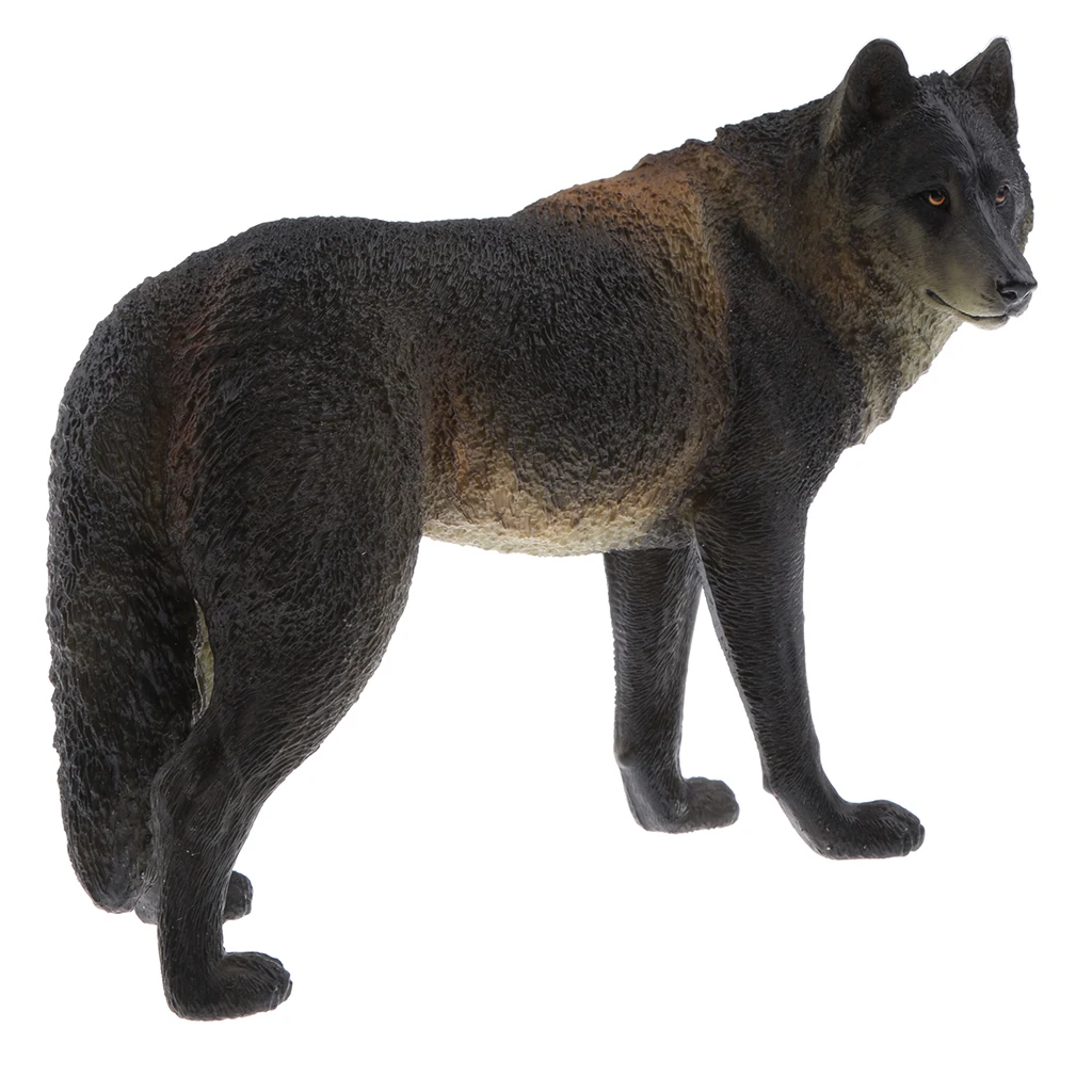 PVC material excellent details Realistic Animal Model Figurine Action Figures Playset Kids Toy Black Wolf