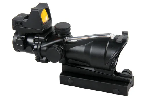 Cheap Tactical Hunting  4x32 ACOG Style Rilfe Scope Sights  w/ Mini Red Dot  Scope With Real Red Fiber