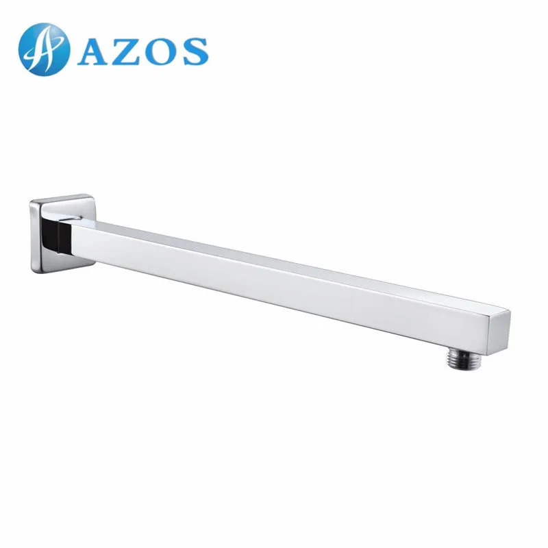 Bathroom 16 Inch Square Wall Mount Shower Arm With Flange Polished Chrome
