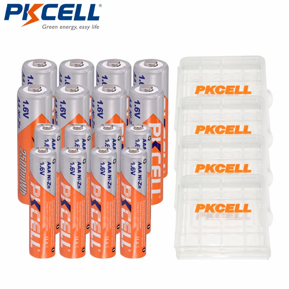 PKCELL NI ZN 1 6 V 8 шт. 2500MWH AA Перезаряжаемые батареи + 900MWH Никель Цинковый AAA Батарея 4