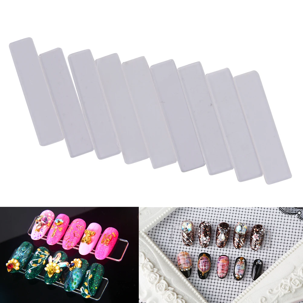 10pcs Acrylic Nail Polish Holder Stand Case Rack Clear Lipstick Nail ...