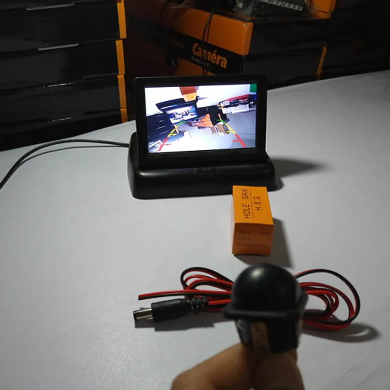 

4.3" Foldable LCD Screen Monitor Display 800 x 480 hd + CCD WIDE ANGLE Car Rear View Reverse Camera with Drill