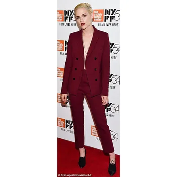 

NEW Burgundy Double Breasted 2 piece set women business suits elegant pant suits for women tuxedo ladies winter formal suits