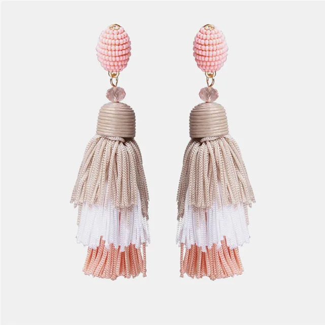Ztech New Korea Fashion Pink Resin Beaded Drop Earrings For Women Girls ZA Wedding Jewelry 30 Designs Dangle Statement Bijoux E1623