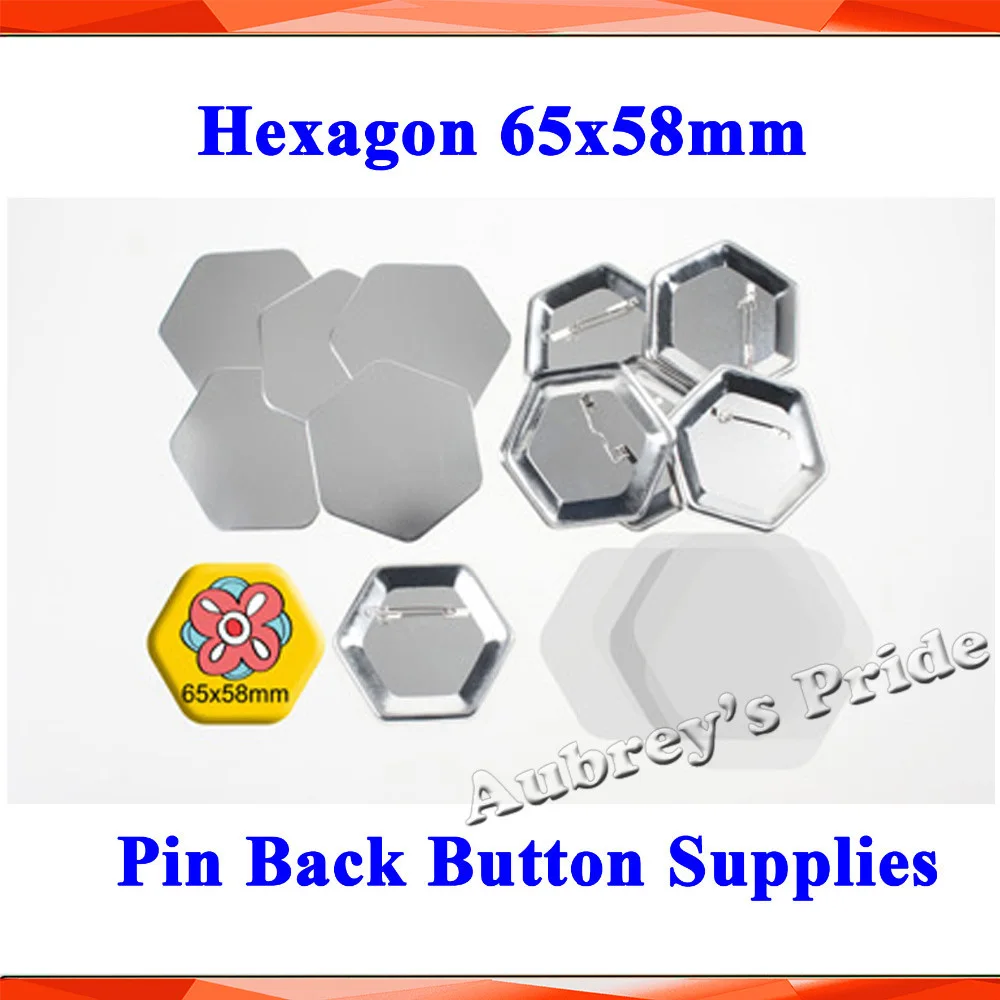 Hexagon 65x58mm 100 Sets for N3 and N4 NEW All Steel  Badge Button Maker Pin Back Metal Pinback  Button Supply Materials0
