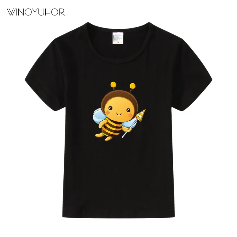 

New 2019 Summer Children T Shirt Honeybee T-Shirt Boys Girls Kids Funny Tops Tees Cute Bee Brand Clothing