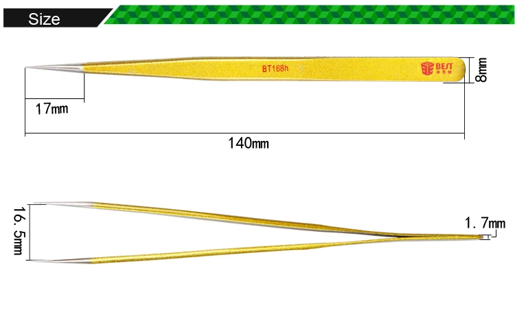 BESTt-168 H антистатические ESD пинцеты комплект немагнитных высокой Hradness из нержавеющей стали ESD пинцеты