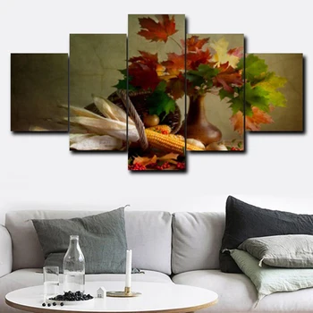 

Laeacco Vase Kitchen Food Canvas Art oil Paitning 5pic Wall Picture for Bedroom Living Room Dinning Room Restaurant Home Decor