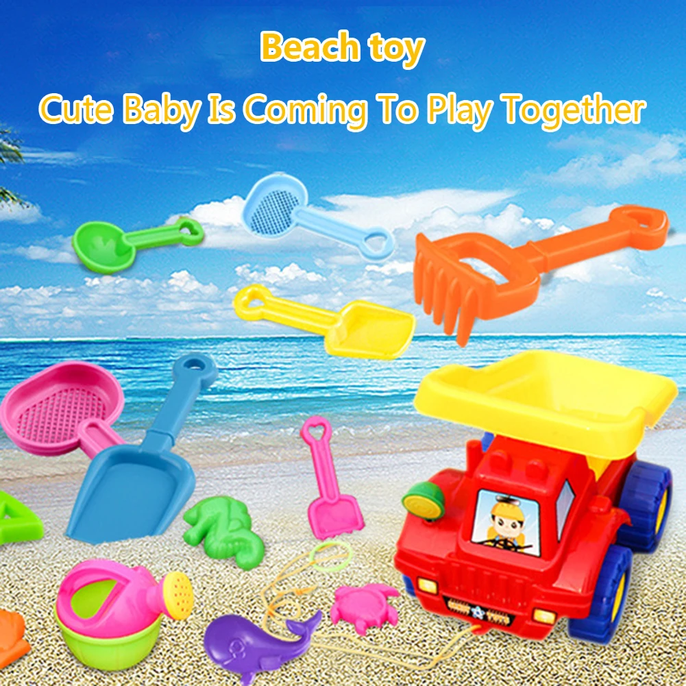 14 шт. детские игрушки для пляжа набор ABS зеленый пластиковая лопата грабли комплект играть песок для грузовика играть игрушка детская