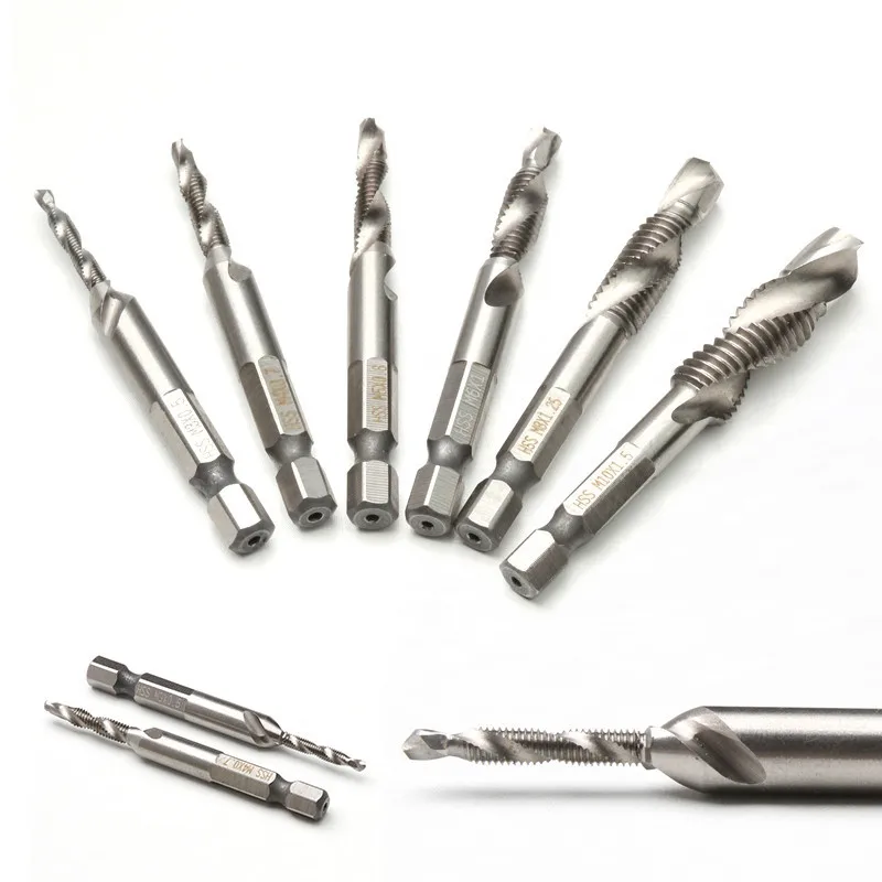 

ZENHOSIT High Speed Steel 4341 Multi-use Metric 6pcs Using For Soft Metal Tapping Drill Tap Hex Bit Kit Countersink Deburr Set