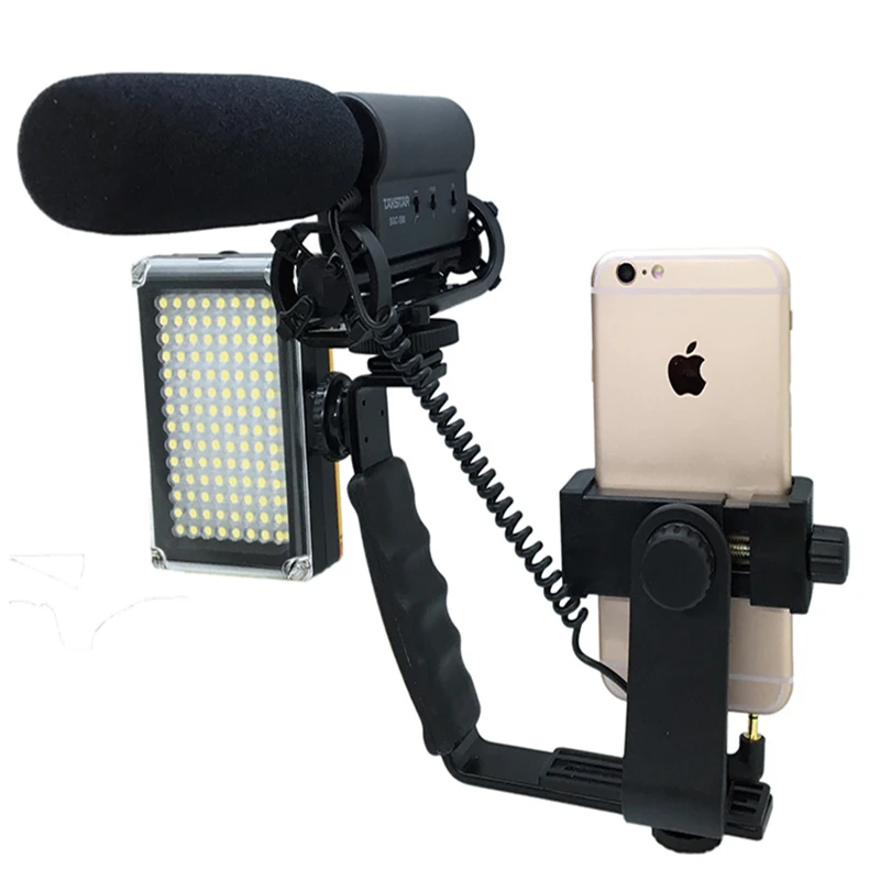 Смартфон Кронштейн ручной для Iphone X 8 7 6S samsung сотовый телефон микро фильм съемки микрофон вспышка лампа держатель камеры