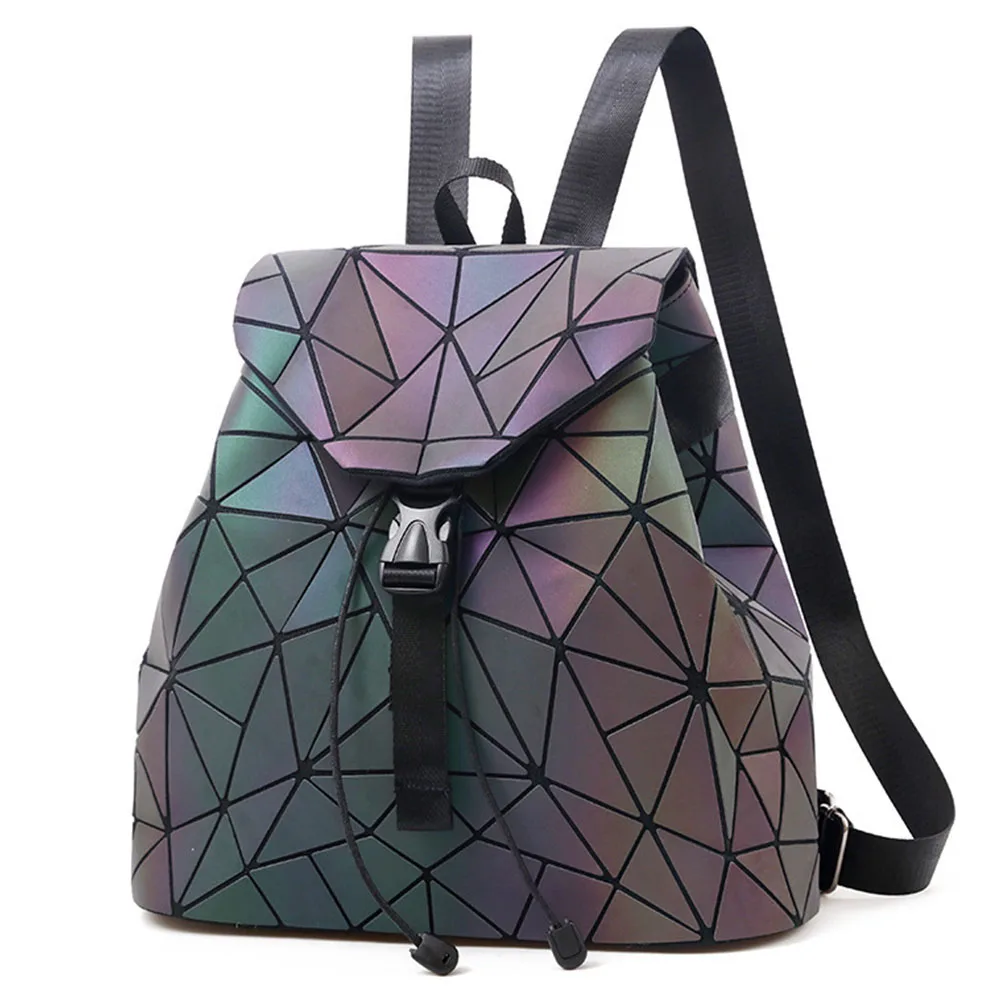 

Women Large Capacity Travel Backpack Shoulder Zipper Pocket Dating Flash Rhomboids Geometric Tote Shopping All- Sport