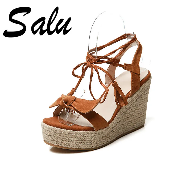 

Salu Summer New Fashion Solid Women Sandals Kid Suede Platforms High Heels Shoes Woman Party Casual Basic Shoes