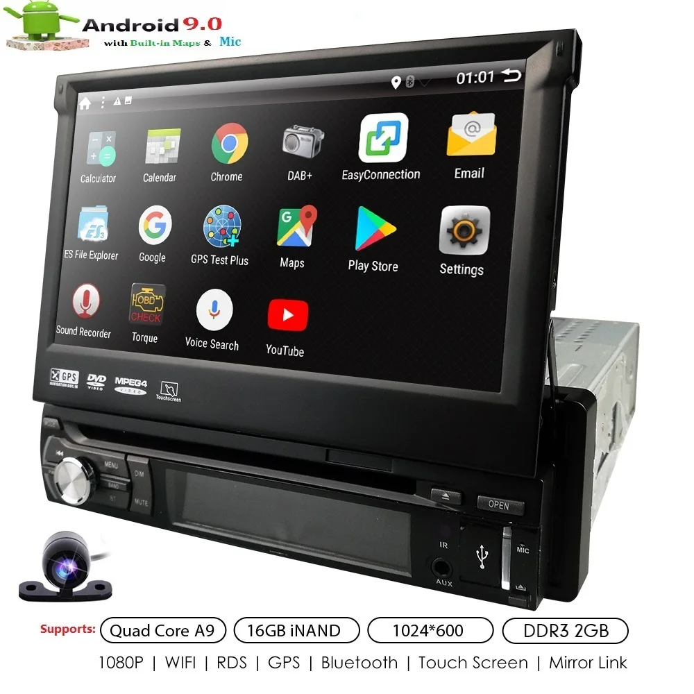 

2GRAMauto Stereo audio CarRadio GPS Navigation Bluetooth 1DIN HD 7inch Retractable Touch Screen Car Monitor MP4 SD FM USB player