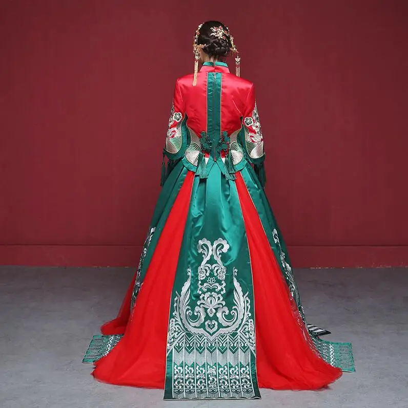 Винтаж синий зеленый черный Cheongsam современный китайский традиционный свадебное платье для женщин Vestido Oriental воротники элегантные длинные Qi