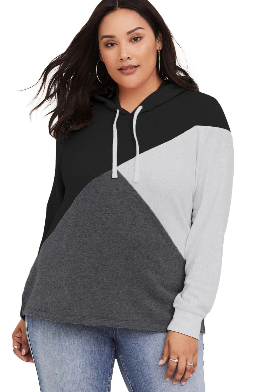 Black-Hooded-Tricolor-Blocked-Plus-Size-Top-LC251565-2-1