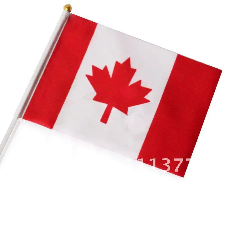 Мексиканские канадские американские флаги с пластиковые Шесты и золотыми полюсами полиэфирного материала, размер около 14*21 см - Цвет: Canada