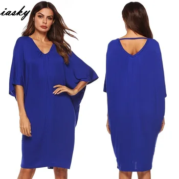 

IASKY 2019 New loose women beach cover ups plus size bikini swimsuit cover up bathing suit Kaftan Ladies Summer Dress