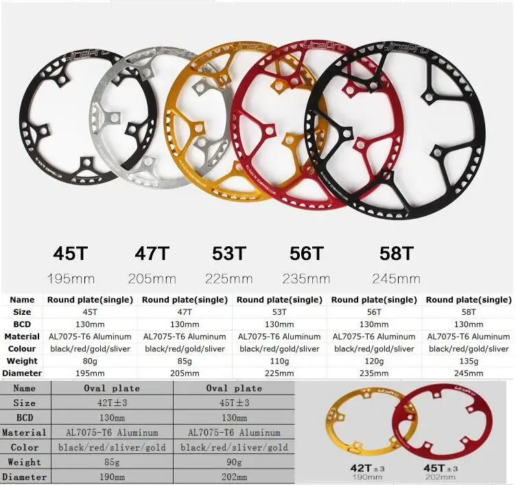 Comprar Cigüeñal de bicicleta Litepro integrado platos y bielas con cadenas manivela 45T 47T 53T 56T 58T BCD 130mm para piezas de bicicleta plegables