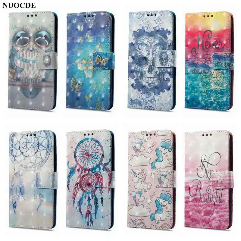 

NUOCDE Fashion Flip Wallet Leather Cover For Huawei Mate 10 Pro Colorful Paint TPU Soft Cute Cartoon Magnet Stand Case Cover