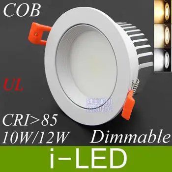 

white shell Cree Led Cob downlights 10w 12w led dimmable fixture Down light lamp 90-260v warm cold white 120angle +driver UL CE