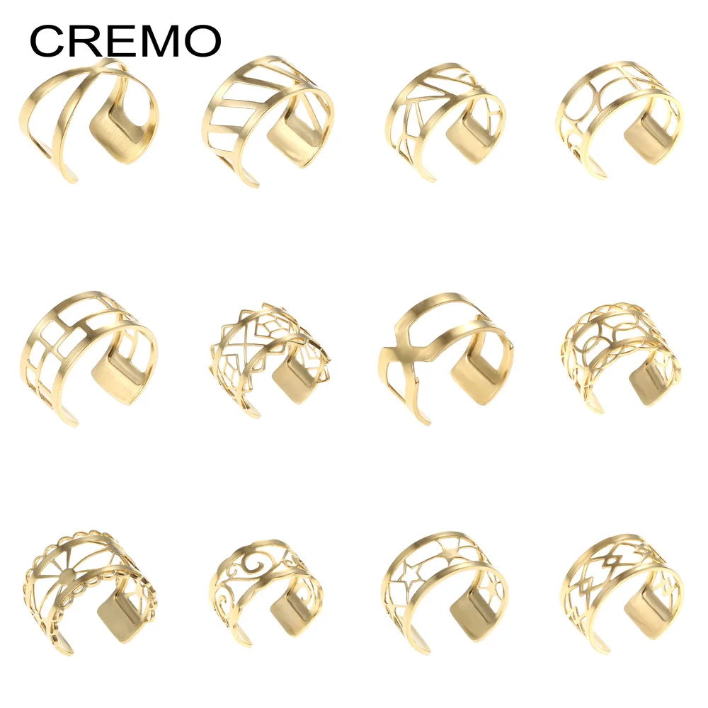 

Cremo New Trendy Stainless Steel Free Size Two Line Ring Style Gold Adjustable Leather Anniversary Ring Jewelry Gift for Her