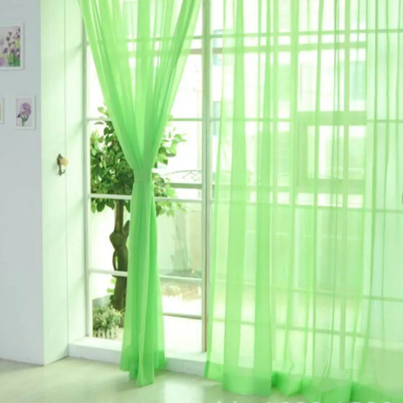 Свадебные тюлевые шторы, красочные прозрачные вуали, занавески, Современный домашний декор для окна, для гостиной, кухни, просвечивающие - Цвет: Fruit green