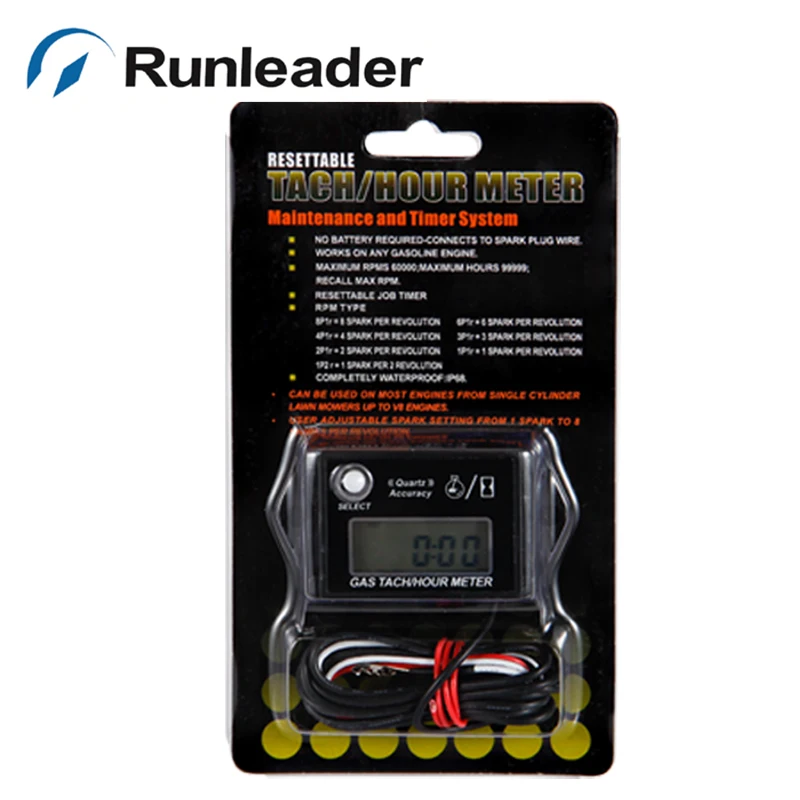 50 шт./лот) Runleader RL-HM026 тахометр об/мин счетчик моточасов для мотоциклов подвесной лодочный мотор Многофункциональный счетчик моточасов