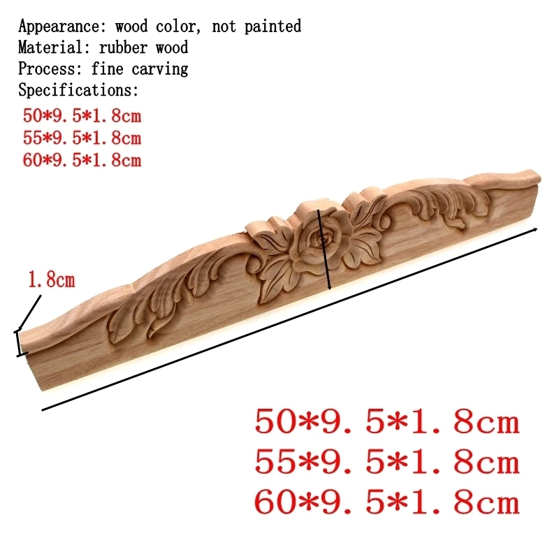 RUNBAZEF Floral Wood Carved European Style Applique Furniture Decoration Accessories TV Cabinet Baffle Vintage Home Decor