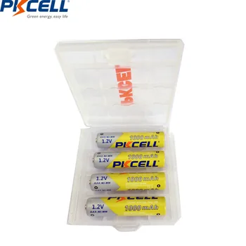 

4Pcs PKCELL NIMH AAA Battery 1.2V 1000mah nimh Rechargeable Batteries Packed with 1Piece Battery Box