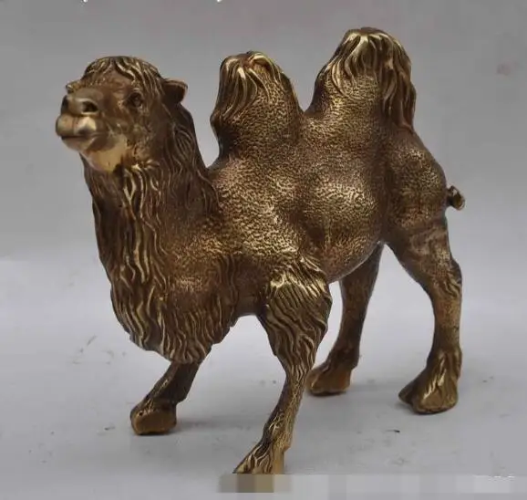 

S1900 9" Chinese fengshui bronze brass Camel animal beast Good luck Success art statue