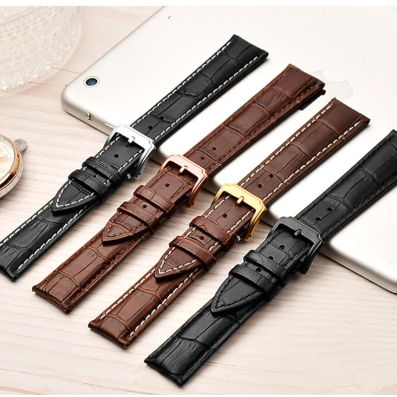 

14/16/18/20/22/24 mm Genuine Watch bands Leather belt Stainless Steel Buckle Clasp watchband black strap for Tissot Armani / DW