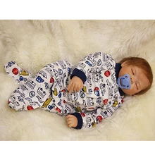 Sleeping Baby Boy Dolls 22 Inch Realistic Alive Babies Silicone Cloth Body Newborn Toy With Clothes Kids Accompany Sleeping Toy