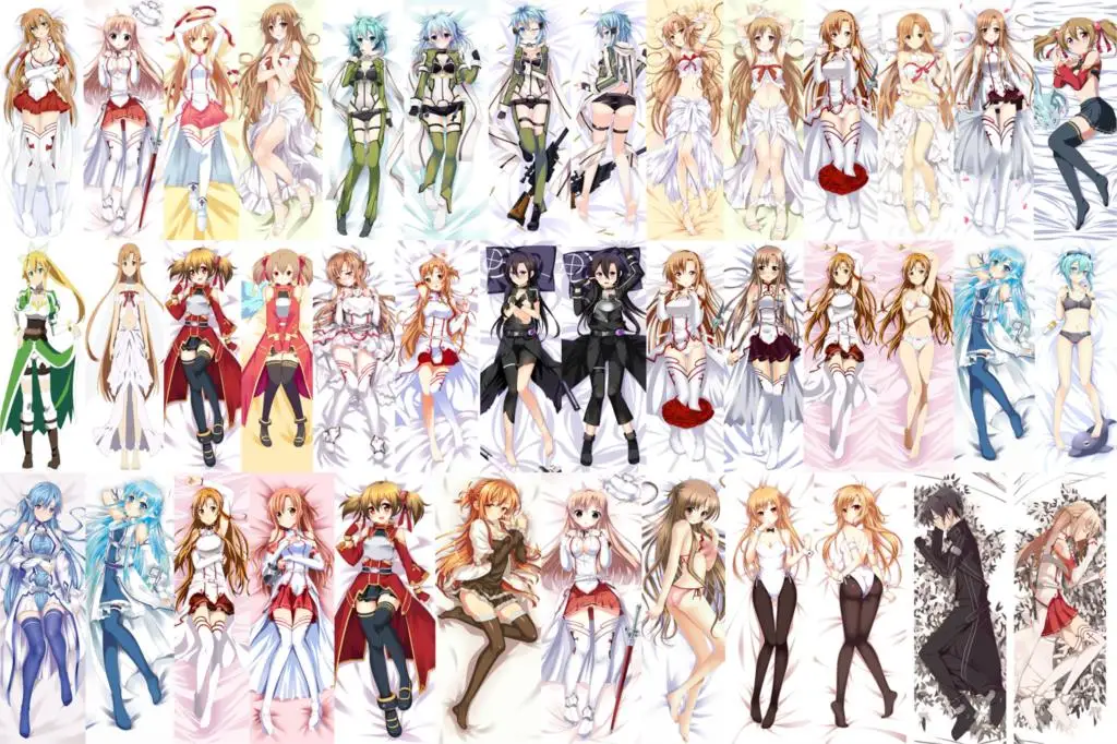 Аниме Sword Art Online Kirigaya Kazuto & Yuuki Asuna Ayano Keiko Asada Shino Подушка Dakimakura чехол