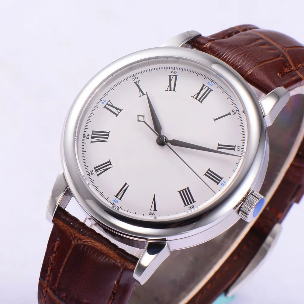 Debert 40mm Mens Automatic Watches Sapphire Glass Sterile White Dial