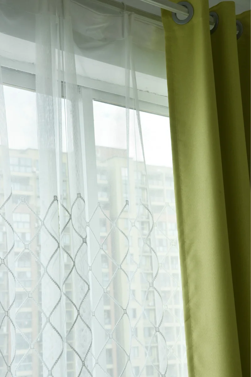 Теплоизоляционная ткань зеленая однотонная Современная тканевая занавеска s для гостиной спальни Белый Тюль Розовый затемненный занавеска HM055B-30