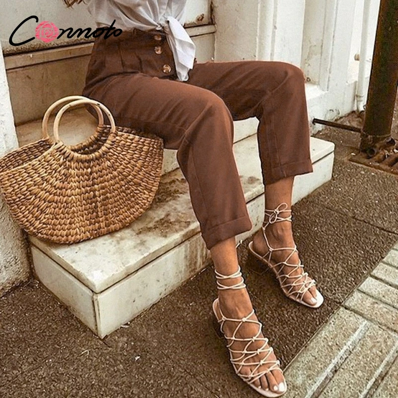 

Conmoto High Waist Pants Women Harajuku Harem Casual Capris Solid Trousers Long Feminino Pants Winter