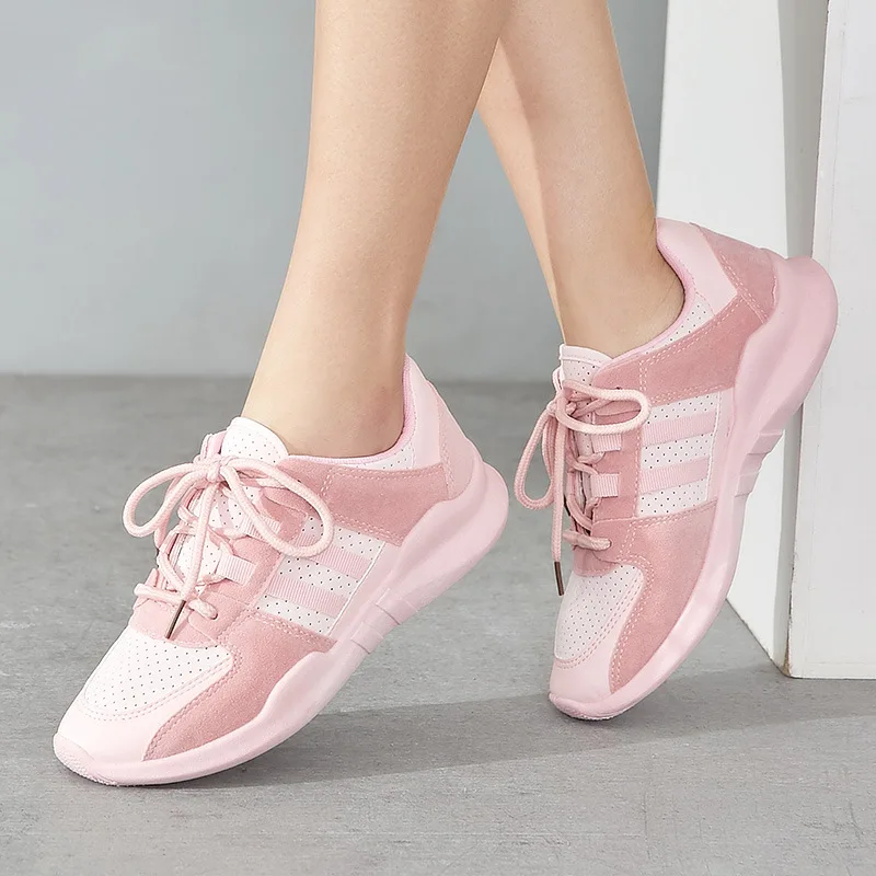 

2018 Summer Casual Women Sneakers Air Mesh Breathable Shoes Flat Platform Casual Shoes Female Trainers White Pink Size 35-40